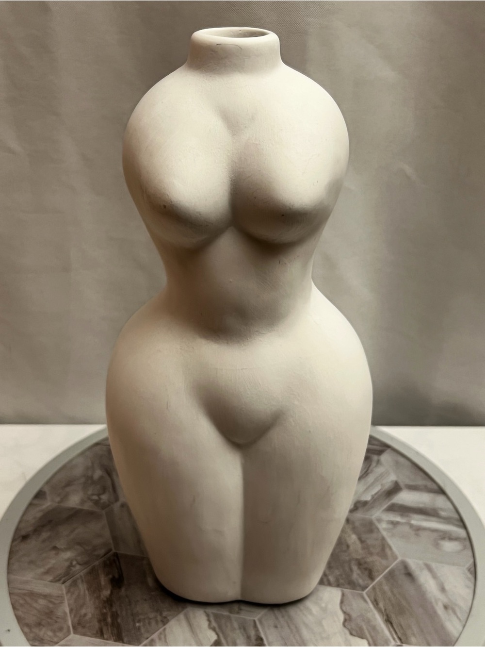 White Female Body Vase 12” Nude Torso Bust Curvy Woman Boho Modern Decor - Picture 1 of 7